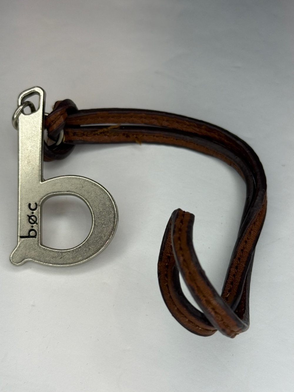 7” b.o.c Leather Purse Charm Bag Dangle Large “b” Pendant Boho Keychain